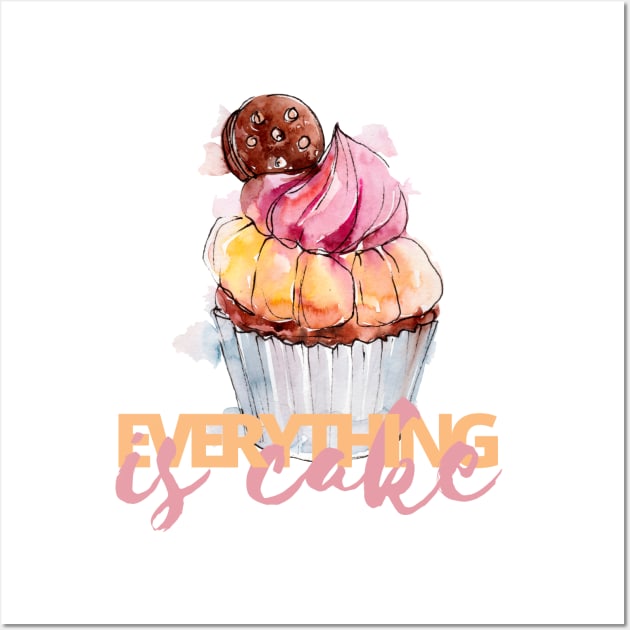 Everything is Cake, Peach and Pink Wall Art by countrysideflowerwalls